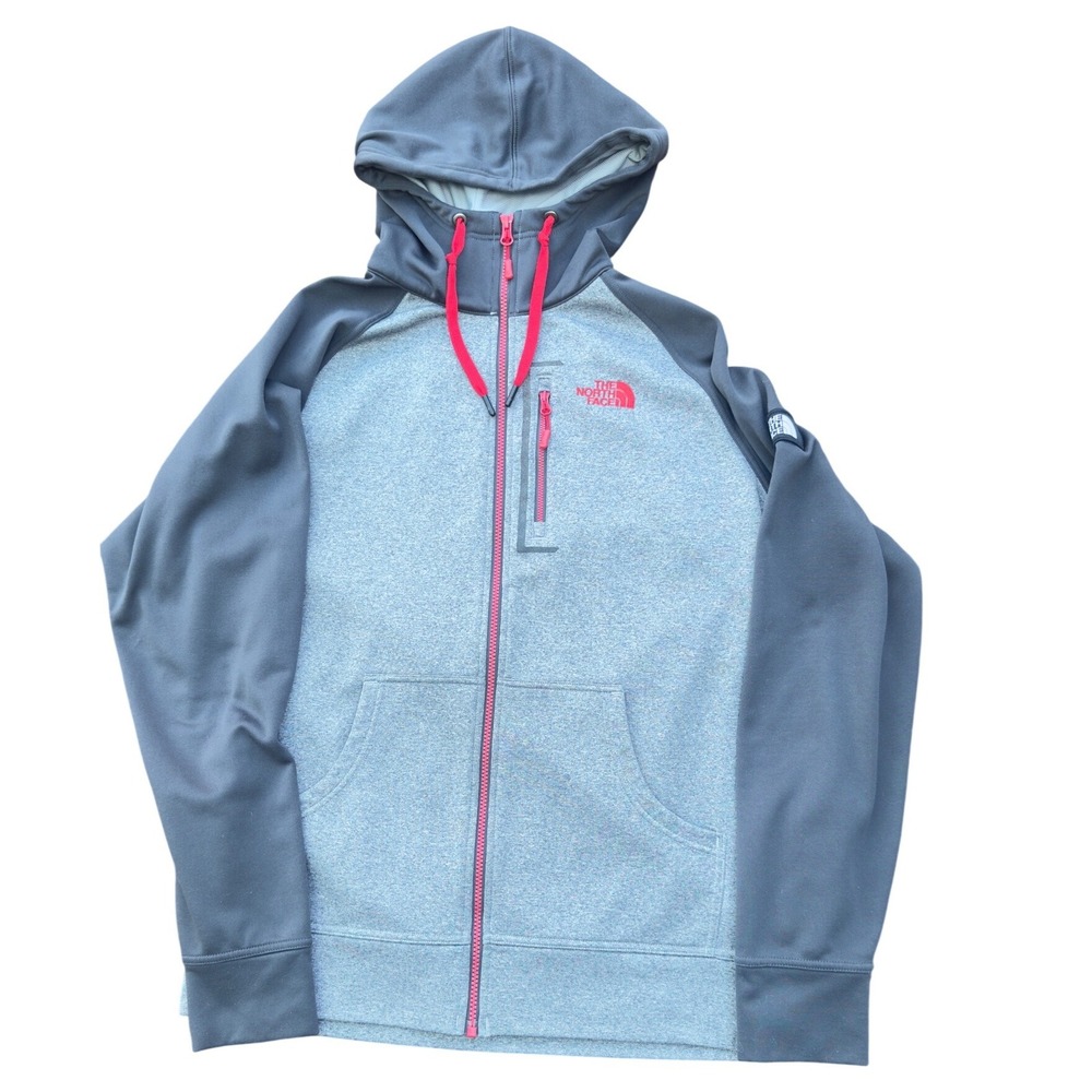 The North Face Full Zip Hoodie Mens Large Grey Red Activewear Jacket